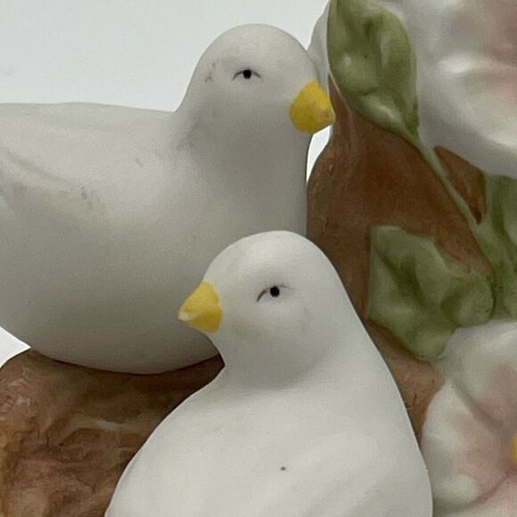Vintage Avon 1985 Dove Pair On Flowered Branch Porcelain Candle Holder Figurine - Picture 5 of 12